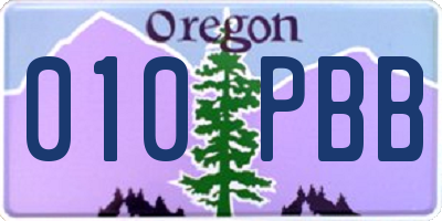 OR license plate 010PBB