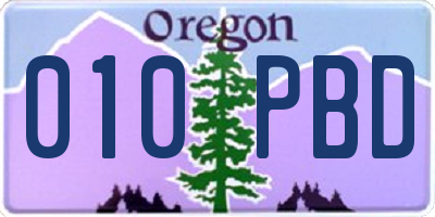 OR license plate 010PBD