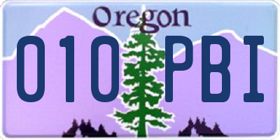 OR license plate 010PBI