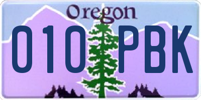 OR license plate 010PBK