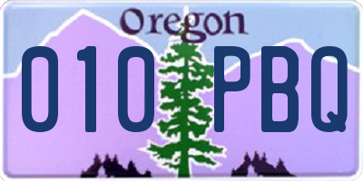 OR license plate 010PBQ