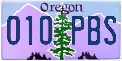 OR license plate 010PBS