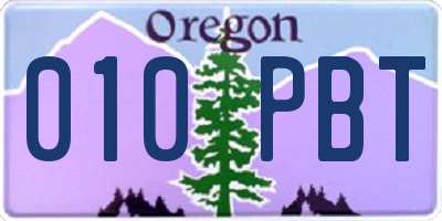 OR license plate 010PBT