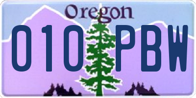 OR license plate 010PBW