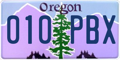 OR license plate 010PBX