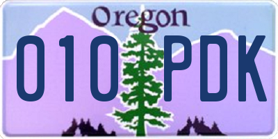OR license plate 010PDK
