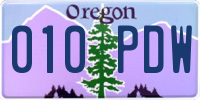 OR license plate 010PDW