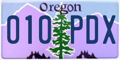 OR license plate 010PDX