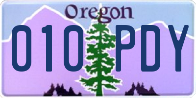 OR license plate 010PDY
