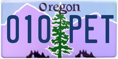 OR license plate 010PET