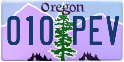 OR license plate 010PEV