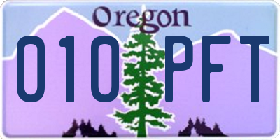 OR license plate 010PFT