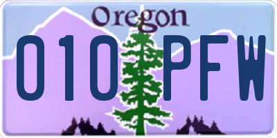OR license plate 010PFW