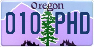 OR license plate 010PHD