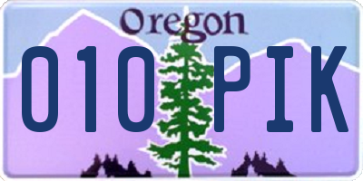 OR license plate 010PIK