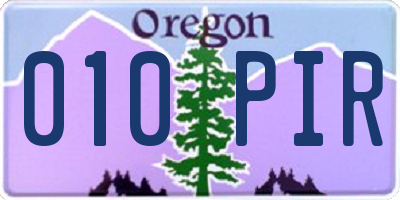 OR license plate 010PIR