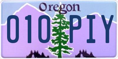 OR license plate 010PIY