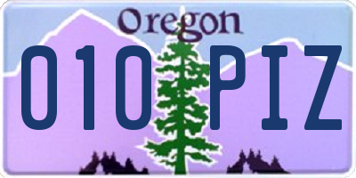 OR license plate 010PIZ