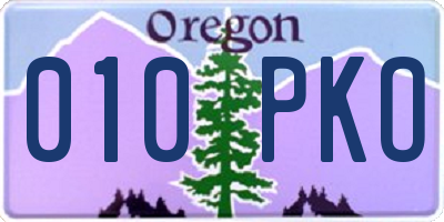OR license plate 010PKO