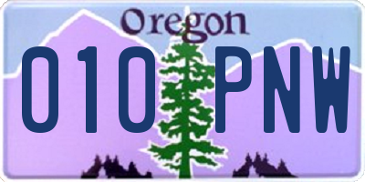 OR license plate 010PNW