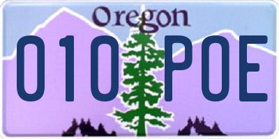 OR license plate 010POE