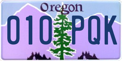 OR license plate 010PQK