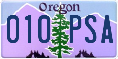 OR license plate 010PSA