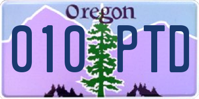OR license plate 010PTD