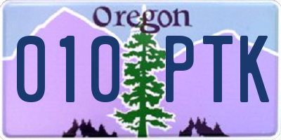 OR license plate 010PTK
