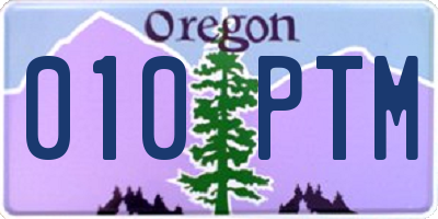 OR license plate 010PTM