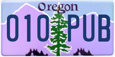 OR license plate 010PUB