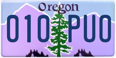 OR license plate 010PUO