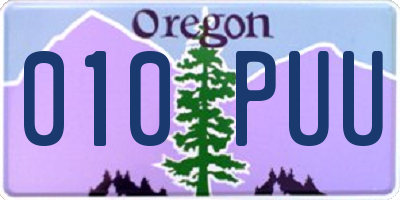 OR license plate 010PUU