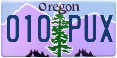 OR license plate 010PUX