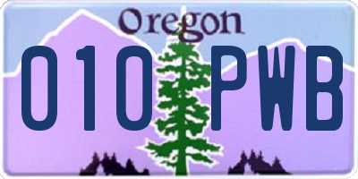 OR license plate 010PWB