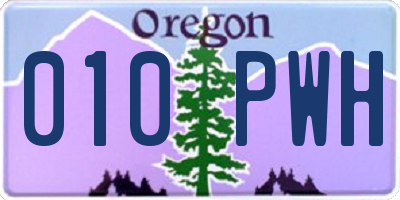 OR license plate 010PWH