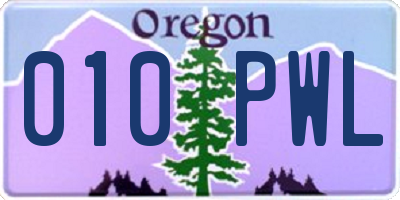 OR license plate 010PWL