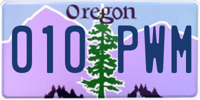 OR license plate 010PWM
