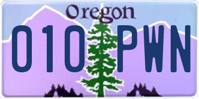 OR license plate 010PWN