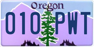 OR license plate 010PWT