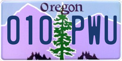 OR license plate 010PWU