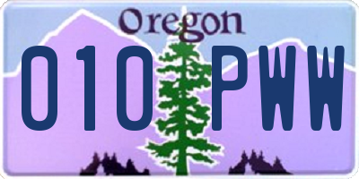 OR license plate 010PWW