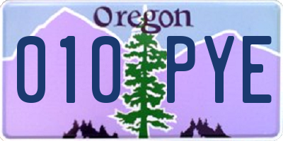 OR license plate 010PYE