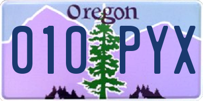 OR license plate 010PYX
