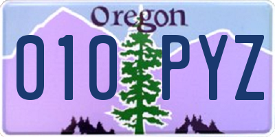 OR license plate 010PYZ