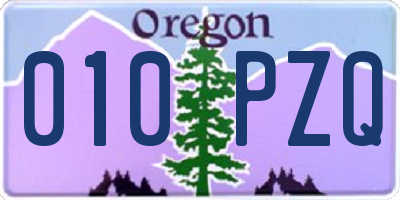 OR license plate 010PZQ