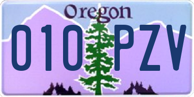 OR license plate 010PZV