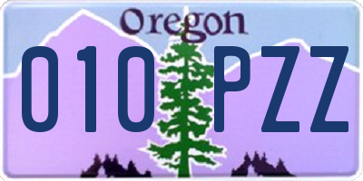 OR license plate 010PZZ