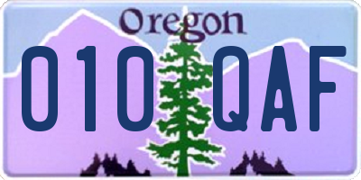 OR license plate 010QAF