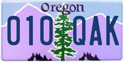 OR license plate 010QAK